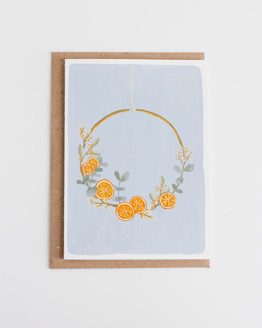 ORANGES HOLIDAY WREATH - Original Painting/Card