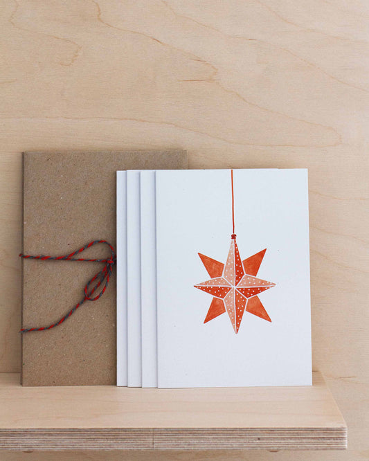 ORIGAMI ORNAMENTS - COLOUR ON WHITE HOLIDAY CARDS