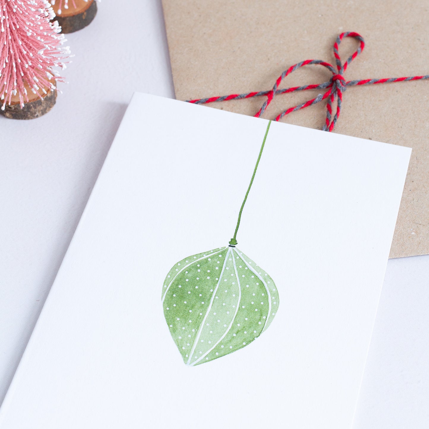 ORIGAMI ORNAMENT - Green on White