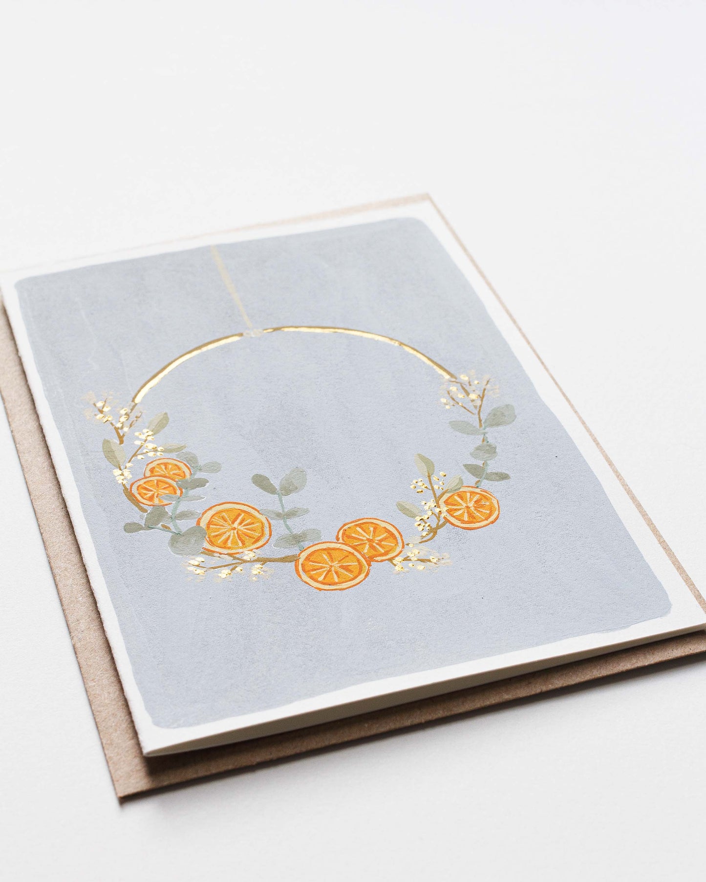 ORANGES HOLIDAY WREATH - Original Painting/Card