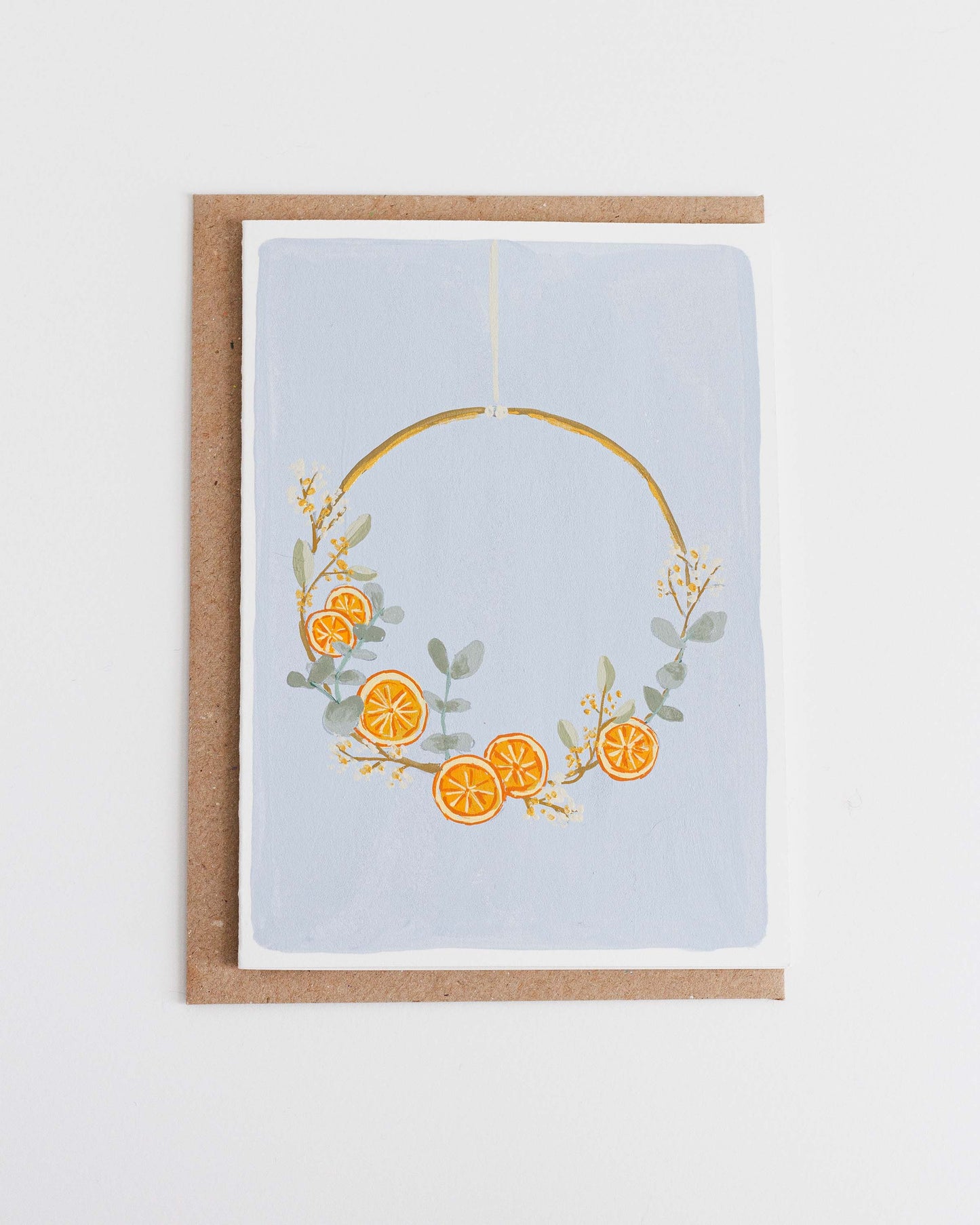 ORANGES HOLIDAY WREATH - Original Painting/Card