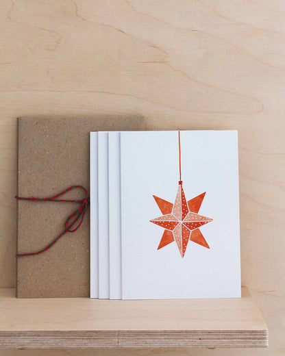 ORIGAMI ORNAMENTS - COLOUR ON WHITE HOLIDAY CARDS