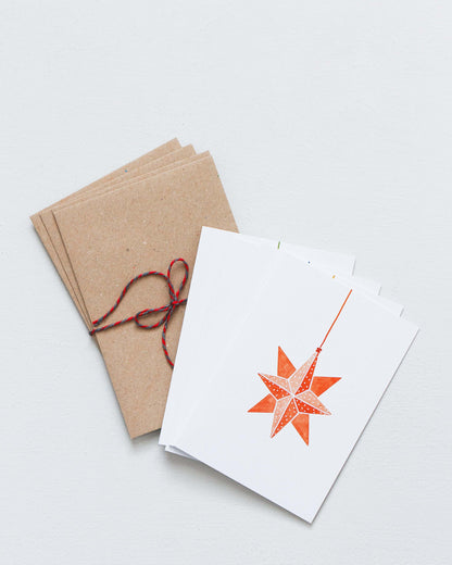 ORIGAMI ORNAMENTS - COLOUR ON WHITE HOLIDAY CARDS