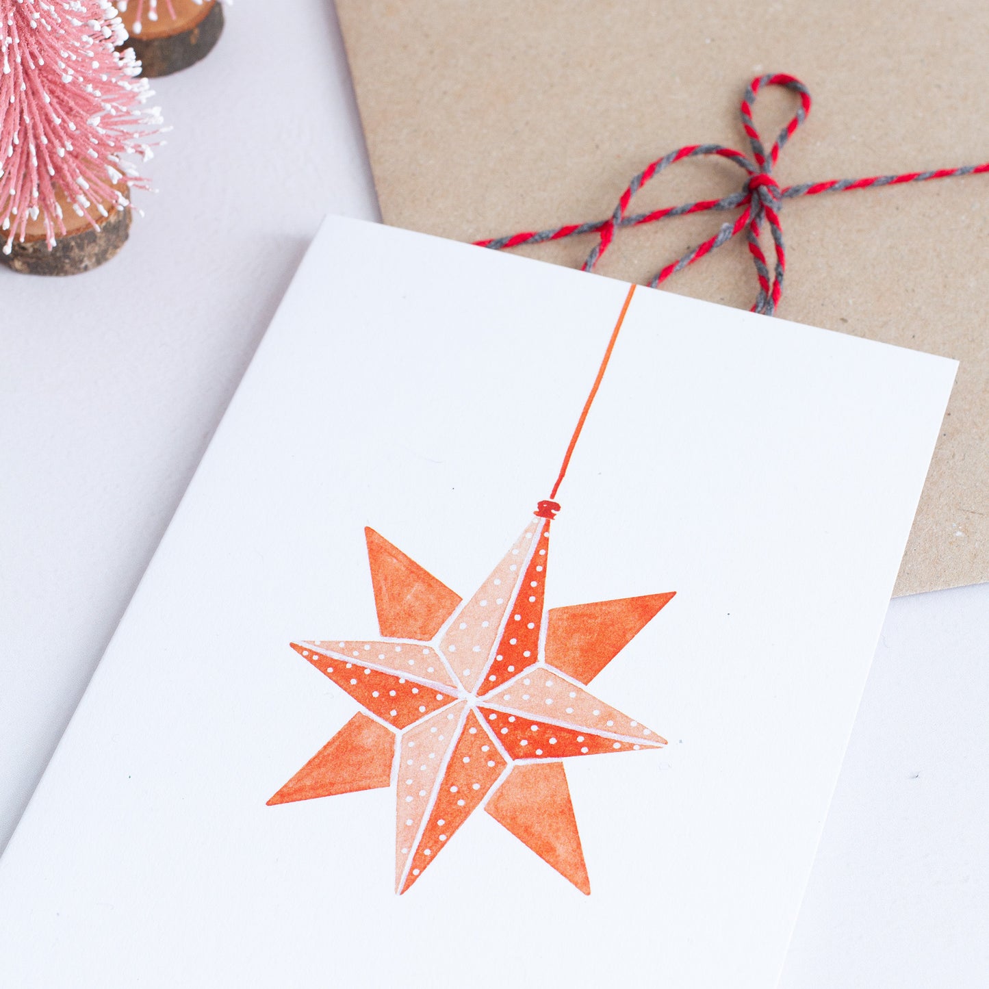 ORIGAMI ORNAMENTS - COLOUR ON WHITE HOLIDAY CARDS