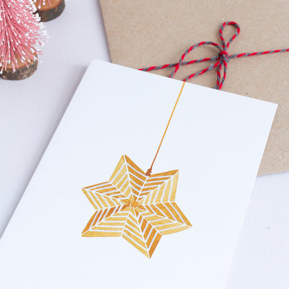 ORIGAMI ORNAMENT - Ochre on White