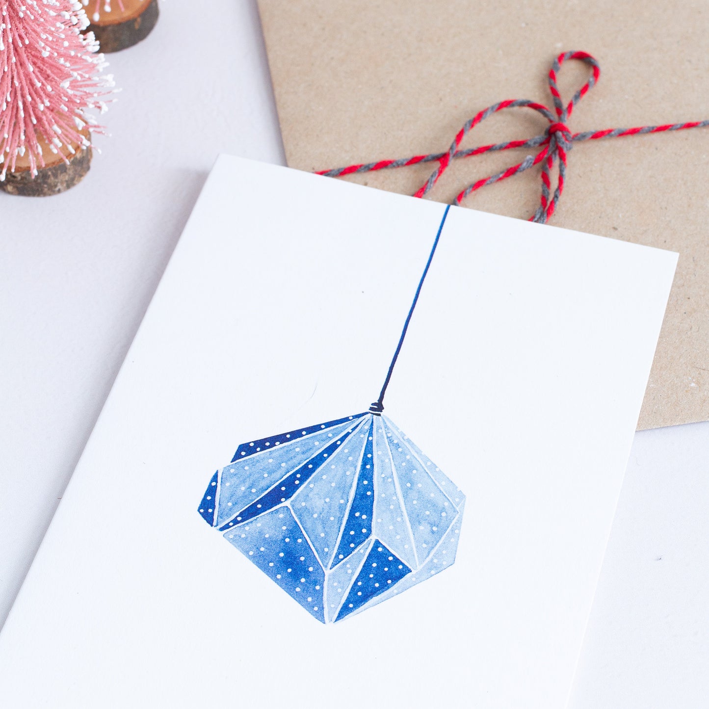 ORIGAMI ORNAMENTS - COLOUR ON WHITE HOLIDAY CARDS