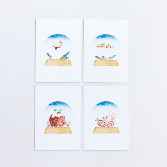 SNOW GLOBES - FESTIVE FOOD HOLIDAY CARDS