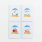 Series of festive food Snow Globe cards designed from handmade watercolour paintings. Available as a set of 4 or a set of 8 cards. The illustrations are: hot chocolate, mince pies, Christmas pudding, yule log.