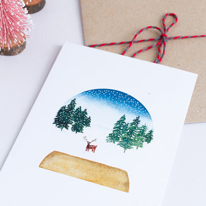 SNOW GLOBE - DEER IN THE SNOW