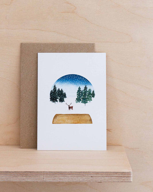 SNOW GLOBE - DEER IN THE SNOW
