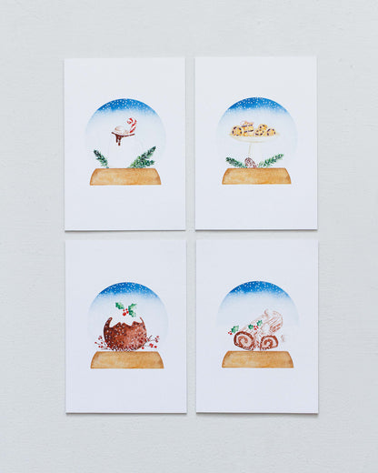SNOW GLOBES - FESTIVE FOOD HOLIDAY CARDS